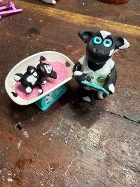 Handcrafted Black & White Cow doctor Set - Blue Accents